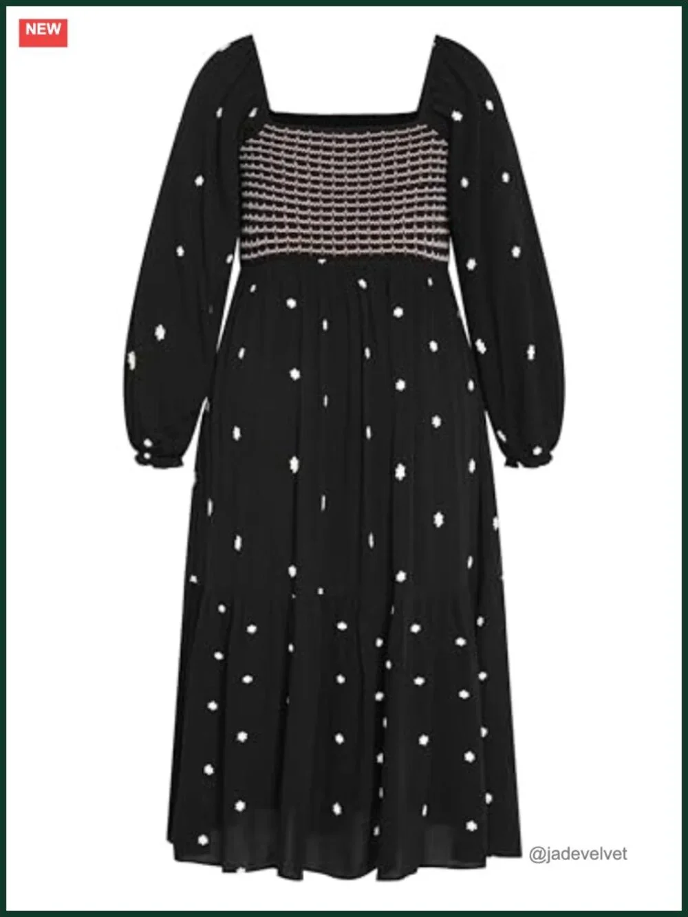 Plus Size Fit & Flare Maxi Dress with Puff Sleeves & Square Neckline